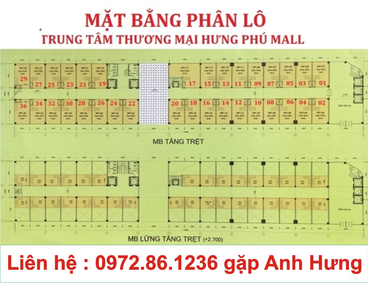 Sơ đồ mặt bằng tổng thể Trung Tâm Thương Mại Hưng Phú Thành Phố Bến Tre 