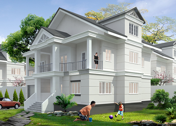 Mẫu nhà biệt thự trong khu đô thị Hưng Phú Thành Phố Bến Te 